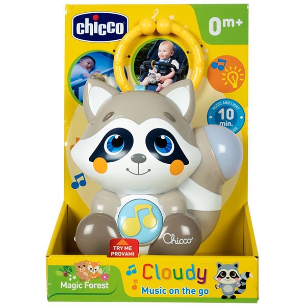 Jucarie carucior 2in1 CHICCO Ratonul Cloudy 10065-1, 0 luni+, multicolor