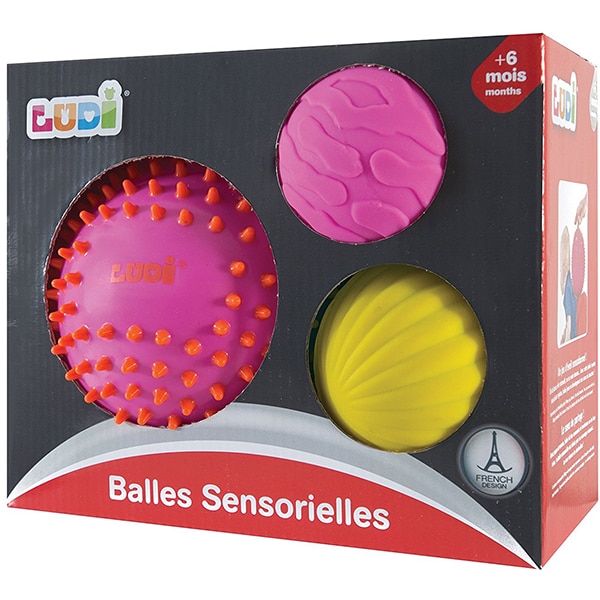 Set mingi senzoriale LUDI LUD30022, 6 luni+, galben-roz