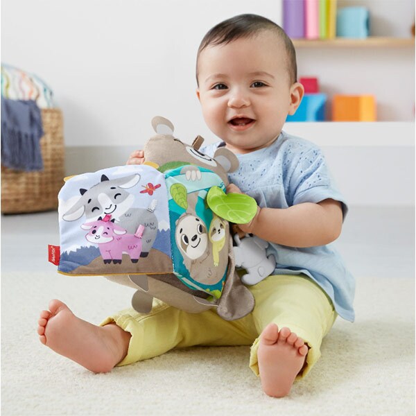 Jucarie interactiva FISHER PRICE Carticica textila MTGJD37O, 3 luni+, multicolor