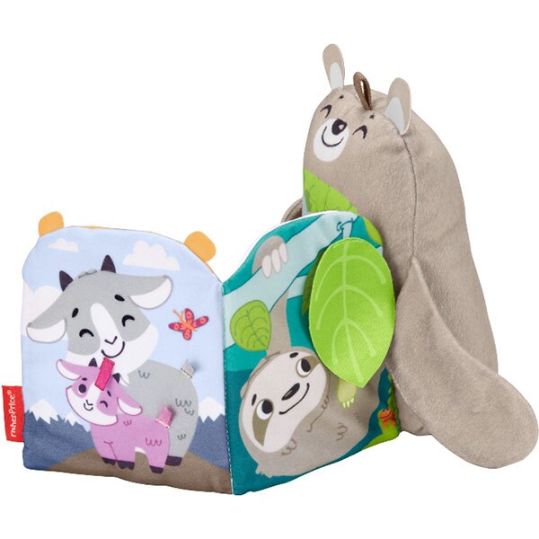 Jucarie interactiva FISHER PRICE Carticica textila MTGJD37O, 3 luni+, multicolor