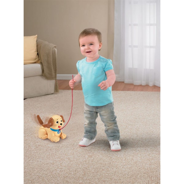 Jucarie interactiva FISHER PRICE Catelusul plimbaret MTH9447O, 12 luni+, maro-rosu