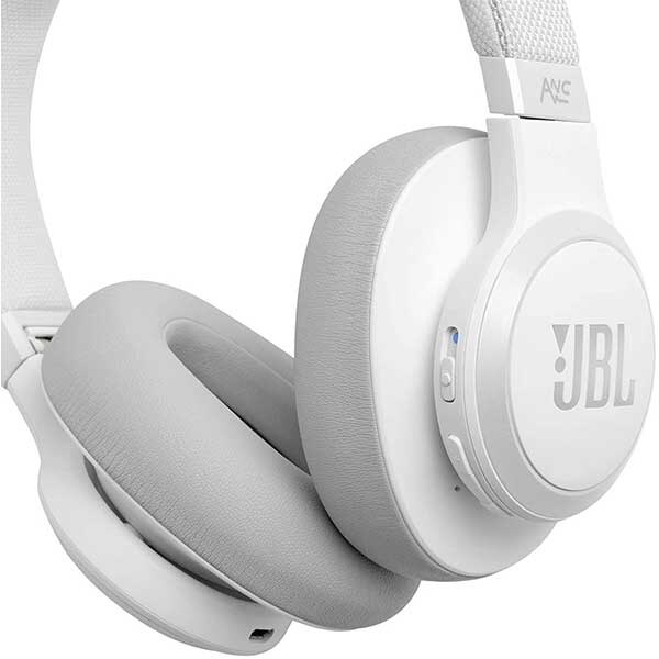 Casti JBL Live 650BTNC, Bluetooth, Over-ear, Microfon, Noise Cancelling, alb