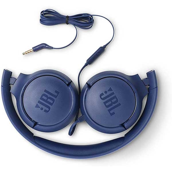 Casti JBL Tune 500, Cu fir, On-ear, Microfon, albastru