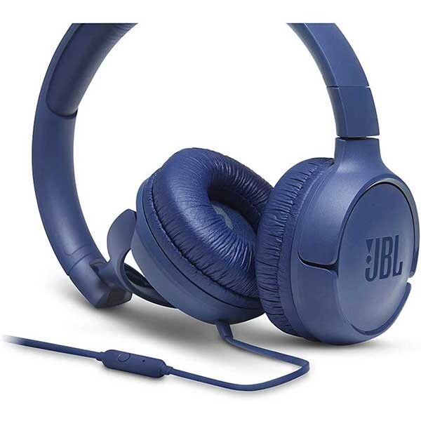 Casti JBL Tune 500, Cu fir, On-ear, Microfon, albastru