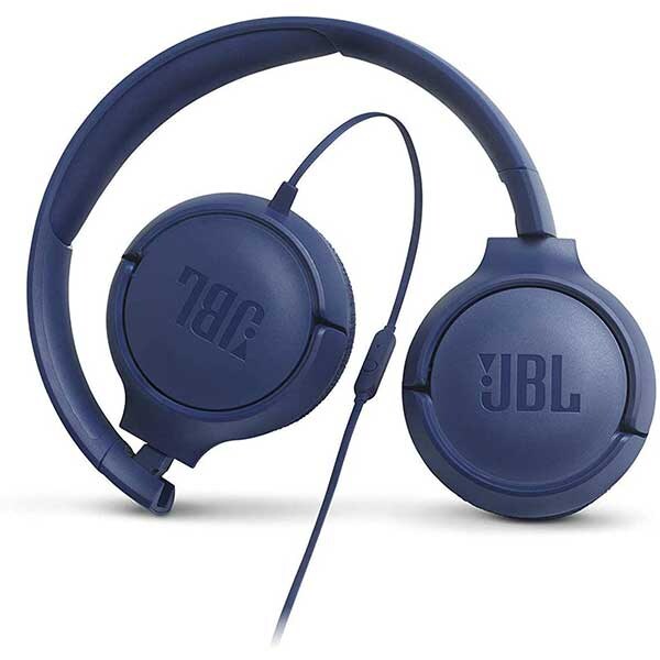 Casti JBL Tune 500, Cu fir, On-ear, Microfon, albastru