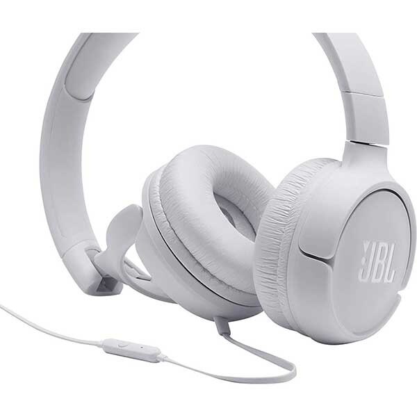 Casti JBL Tune 500, Cu fir, On-ear, Microfon, alb
