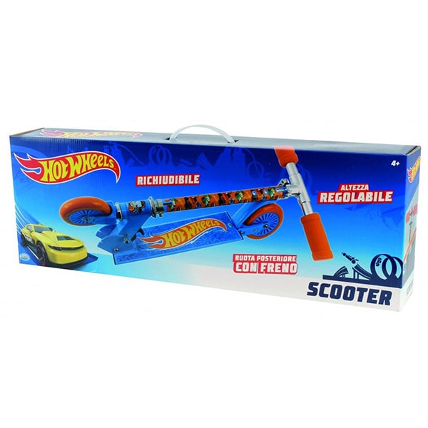 Trotineta reglabila HOT WHEELS 42032J, 4 ani+, 2 roti, greutate suportata 50kg, albastru-portocaliu
