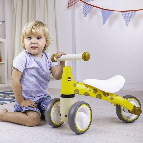 Tricicleta copii fara pedale DIDICAR Girafa SI4000, 1-3 ani, alb-galben