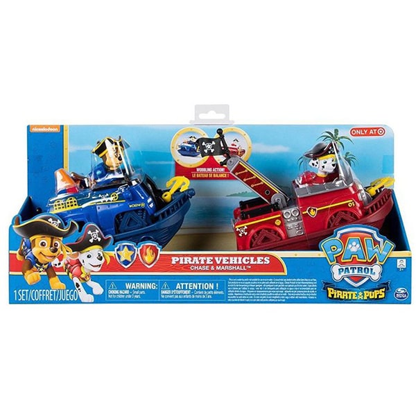 Set barcute SPIN MASTER Paw Patrol Pirate vehicles 6040214, 3 ani+, albastru-rosu