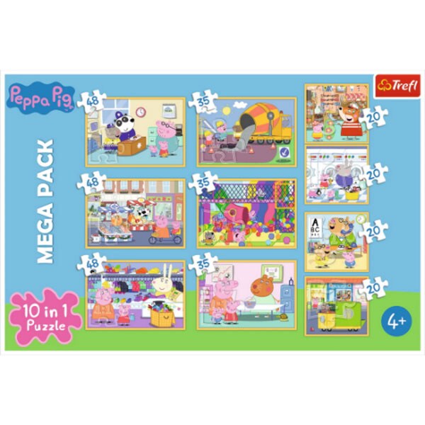 Puzzle 10in1 TREFL Peppa Pig cu prietenii 90358, 4 ani+, 329 piese