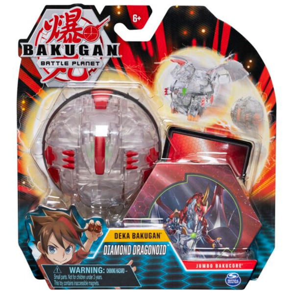 Figurina BAKUGAN Deka Jumbo - Diamond Dragonoid 6051238_20115360, 6 ani+, transparent-rosu