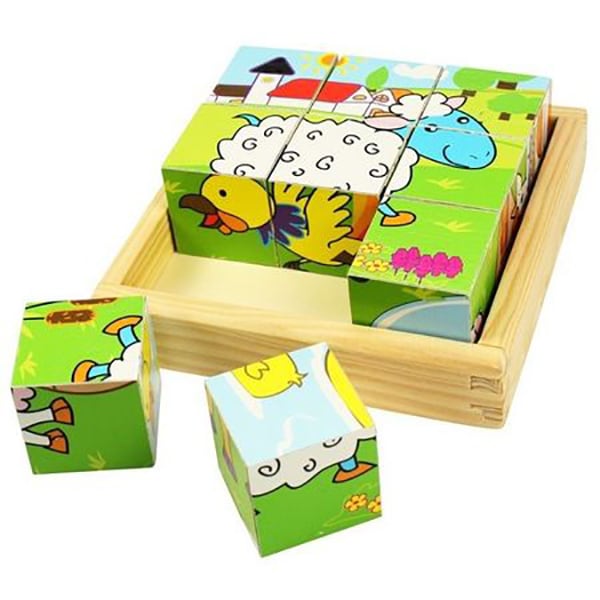 Puzzle cubic BIGJIGS Animale domestice BJ536, 2-6 ani, 9 piese