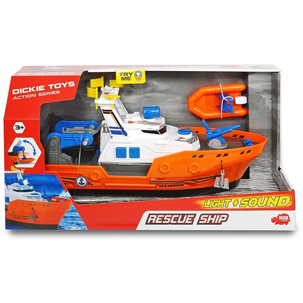 Barca de salvare DICKIE Harbour Rescue 203308375, 3 ani+, alb-portocaliu