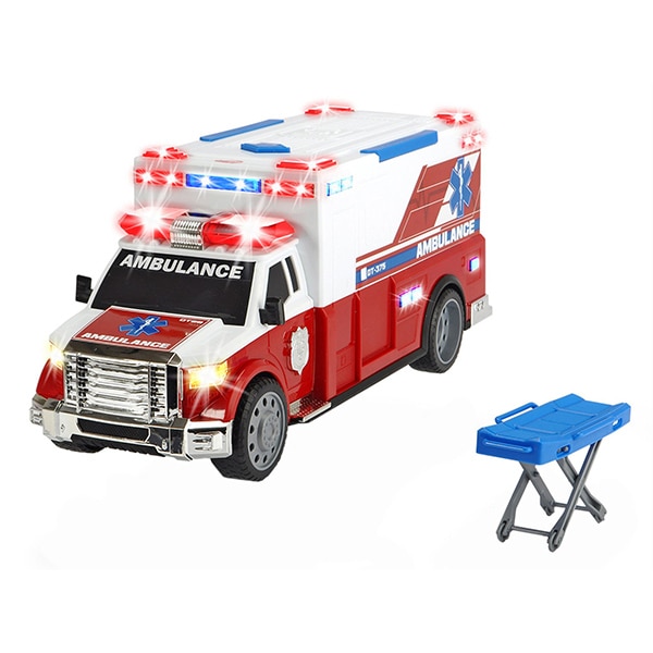 Ambulanta cu lumini si sunete DICKIE Action Series 203308381, 3 ani+, alb-rosu