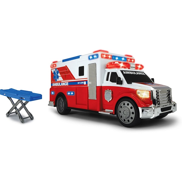 Ambulanta cu lumini si sunete DICKIE Action Series 203308381, 3 ani+, alb-rosu