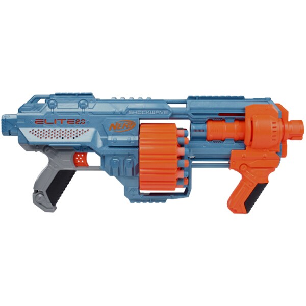 Blaster NERF Elite 2.0 - Shockwave RD-15 E9527, 8 ani+, albastru-portocaliu