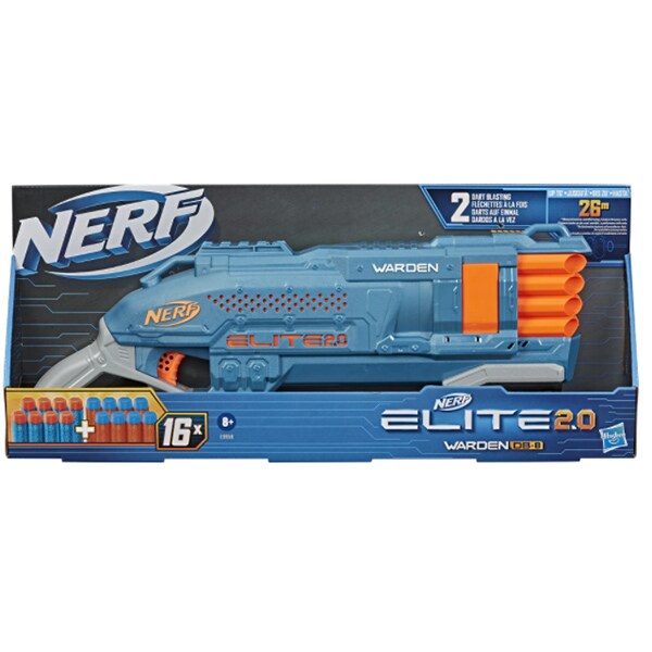 Blaster NERF Elite 2.0 Warden DB-8 E9959, 8 ani+, albastru-portocaliu