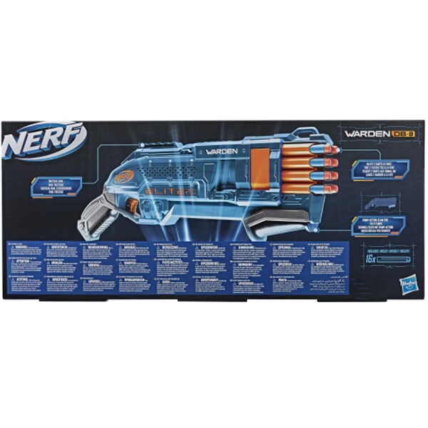 Blaster NERF Elite 2.0 Warden DB-8 E9959, 8 ani+, albastru-portocaliu