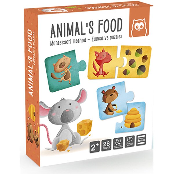 Puzzle EUREKA KIDS Montessori - Animale si hrana lor LG0421, 2 ani+, 28 piese