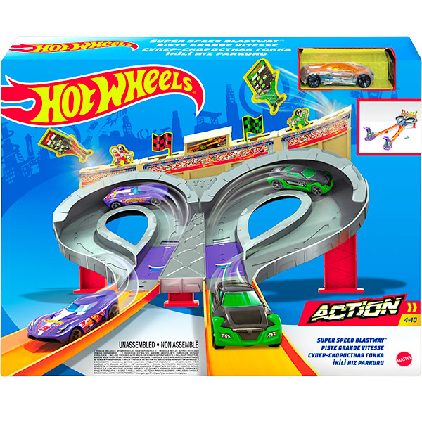 Set de joaca HOT WHEELS Action - Pista super vitezei MTCDL49O, 4 ani+, multicolor