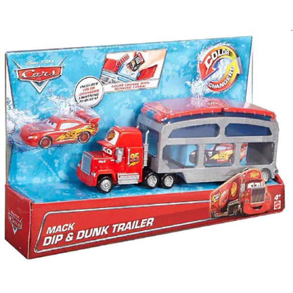 Set CARS Mack Dip & Dunk Trailer Play MTCKD34, 4 ani+, rosu-gri