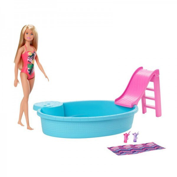 Papusa BARBIE Cu piscina MTGHL91, 3 ani+, multicolor