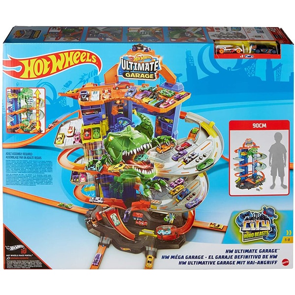 Garaj cu masinute HOT WHEELS T-rex MTGJL14, 5-8 ani, multicolor