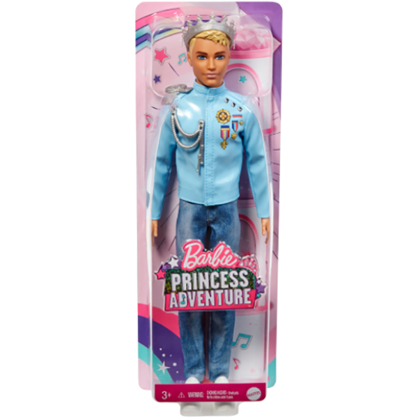 Papusa BARBIE Princess Adventure - Printul Ken MTGML67, 3 ani+, albastru-alb