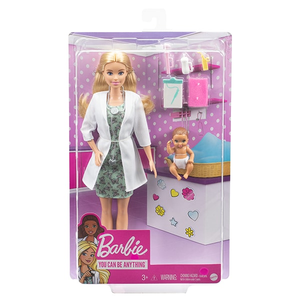 Papusa BARBIE Doctor pediatru MTGVK03O, 3 ani+, multicolor