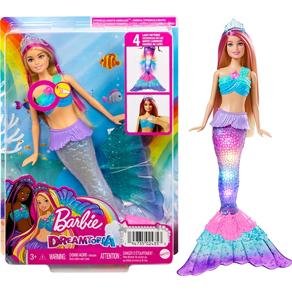 Papusa BARBIE Dreamtopia Sirena cu lumini MTHDJ36O, 3 ani+, multicolor