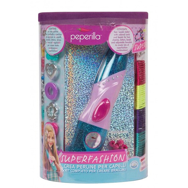 Set creativ PEPERILLA Super Fashion 33553J: margele + bratari + accesorii par + aplicator de margele pe par, 6 ani+, multicolor 