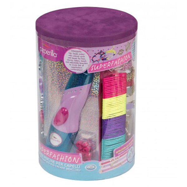 Set creativ PEPERILLA Super Fashion 33553J: margele + bratari + accesorii par + aplicator de margele pe par, 6 ani+, multicolor 