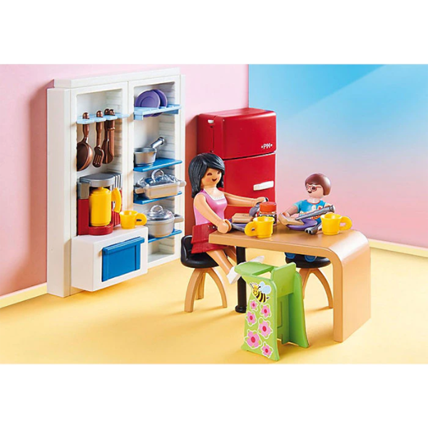 Set figurine PLAYMOBIL Dollhouse - Bucataria familiei PM70206, 4 ani+, multicolor