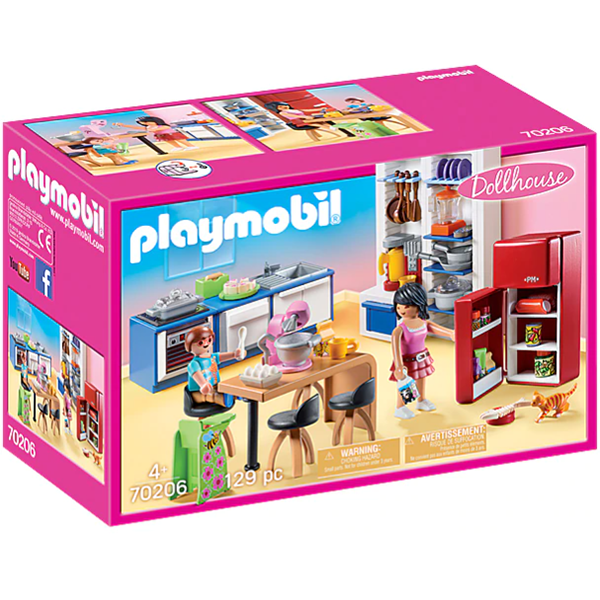 Set figurine PLAYMOBIL Dollhouse - Bucataria familiei PM70206, 4 ani+, multicolor