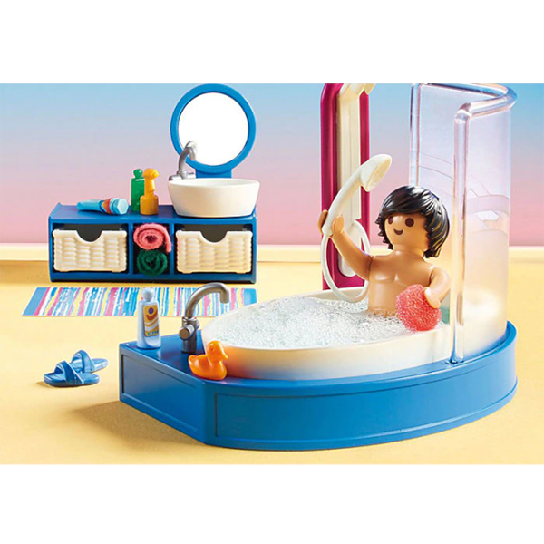 Set figurine PLAYMOBIL Dollhouse - Baia familiei PM70211, 4 ani+, multicolor