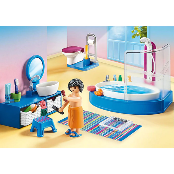 Set figurine PLAYMOBIL Dollhouse - Baia familiei PM70211, 4 ani+, multicolor