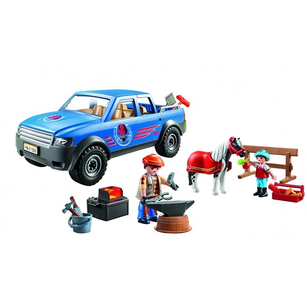 Set figurine PLAYMOBIL Country - Masina pentru potcovire cai PM70518, 4 ani+, multicolor