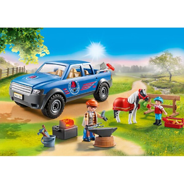 Set figurine PLAYMOBIL Country - Masina pentru potcovire cai PM70518, 4 ani+, multicolor