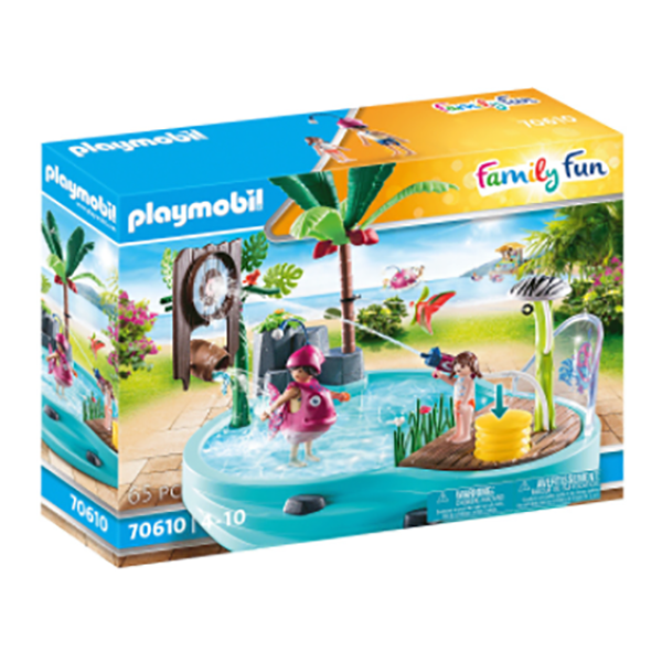Set figurine PLAYMOBIL Family Fun - Piscina cu pistol de apa PM70610, 4 ani+, multicolor