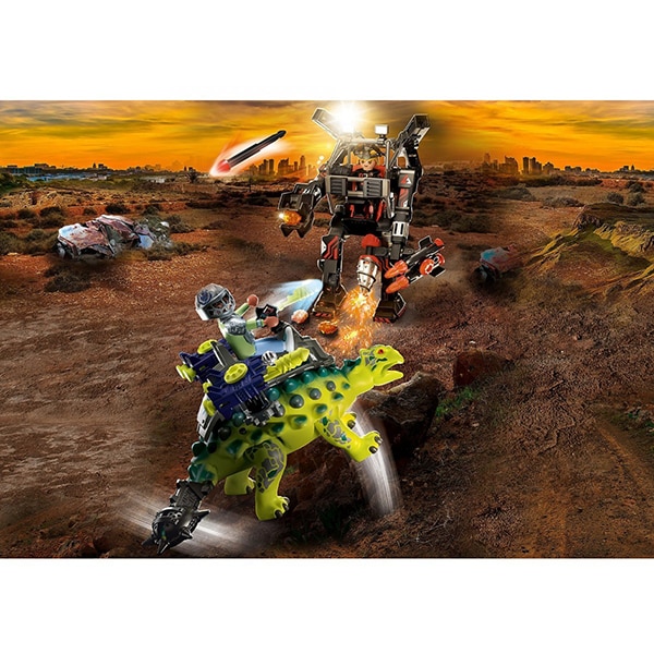 Set figurine PLAYMOBIL Dino Rise - Saichania Invazia robotilor PM70626, 5 ani+, multicolor