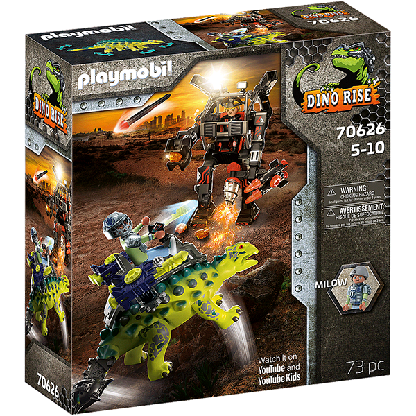 Set figurine PLAYMOBIL Dino Rise - Saichania Invazia robotilor PM70626, 5 ani+, multicolor