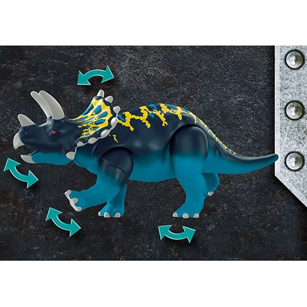 Set figurine PLAYMOBIL Dino Rise - Triceratops Batalia pentru piatra legendara PM70627, 5 ani+, multicolor