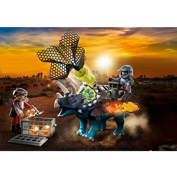 Set figurine PLAYMOBIL Dino Rise - Triceratops Batalia pentru piatra legendara PM70627, 5 ani+, multicolor