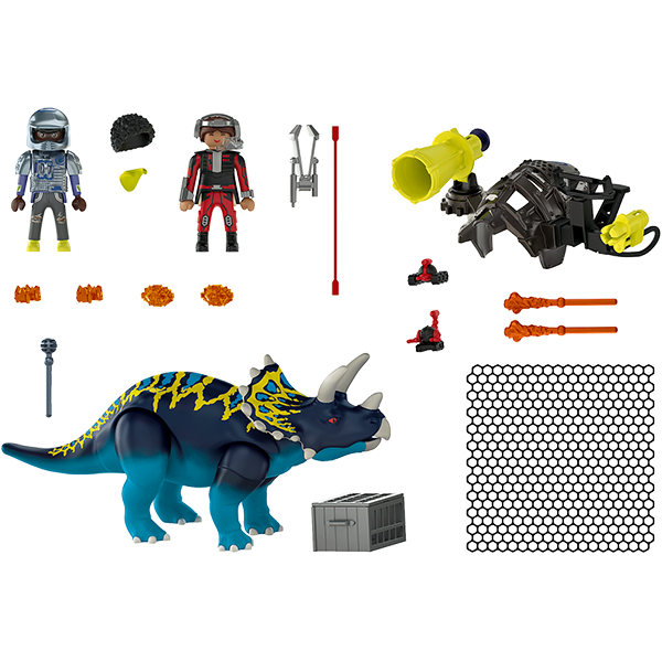 Set figurine PLAYMOBIL Dino Rise - Triceratops Batalia pentru piatra legendara PM70627, 5 ani+, multicolor