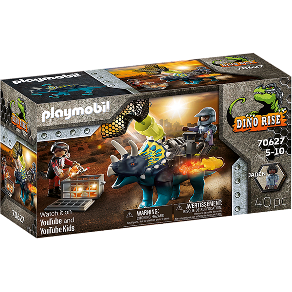 Set figurine PLAYMOBIL Dino Rise - Triceratops Batalia pentru piatra legendara PM70627, 5 ani+, multicolor