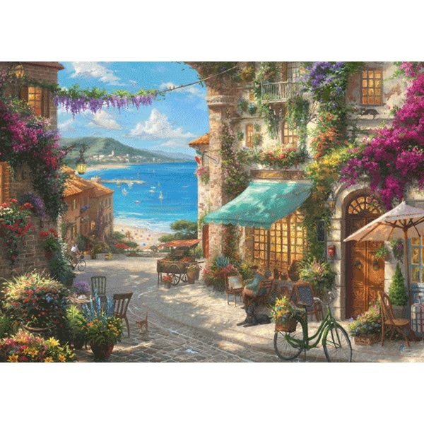 Puzzle SCHMIDT Thomas Kinkade - Cafea pe Riviera italiana SSP-59624, 12 ani+, 1000 piese 