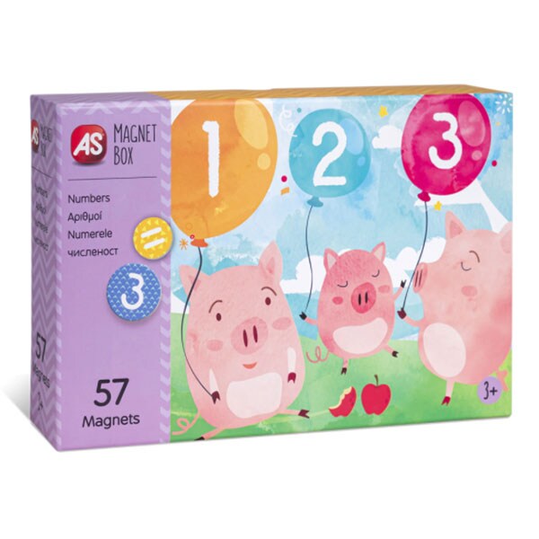 Joc educativ magnetic AS Numerele 1029-64034, 3 ani+, 57 piese