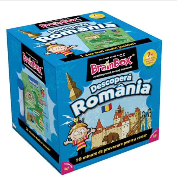 Joc de societate BRAINBOX Descopera Romania BX0032, 7 ani+, 1-6 jucatori