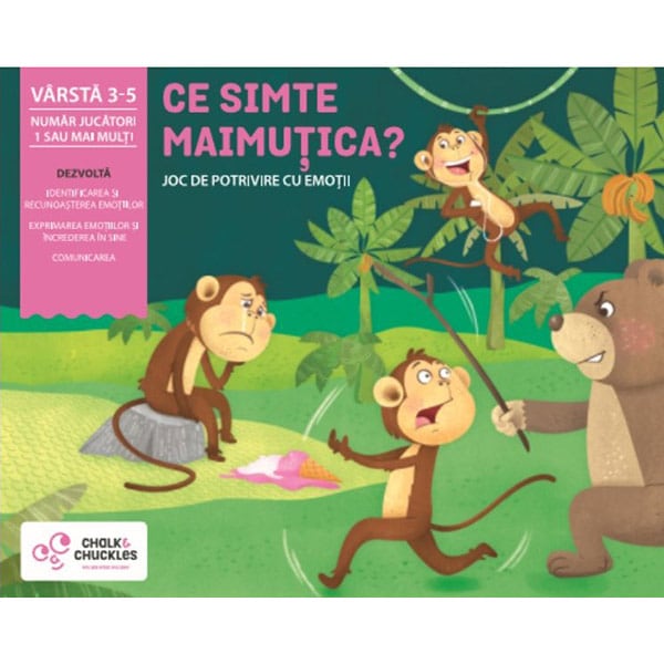 Joc de potrivire CHALK AND CHUCKLES Ce simte maimutica CCPPL001, 3 - 5 ani, multicolor 