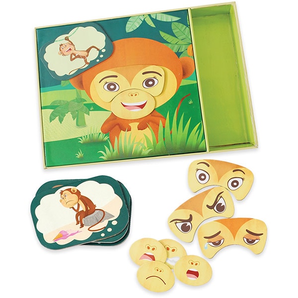 Joc de potrivire CHALK AND CHUCKLES Ce simte maimutica CCPPL001, 3 - 5 ani, multicolor 